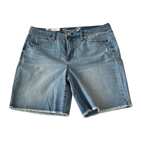 Seven 7 Light‎ Wash Sunset Bermuda Denim Shorts - Picture 1 of 8